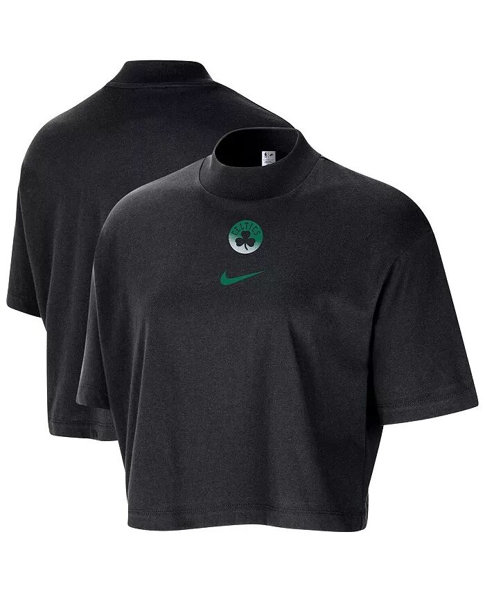 

Женская черная футболка Boston Celtics Courtside Mock Neck свободного кроя укороченная Nike