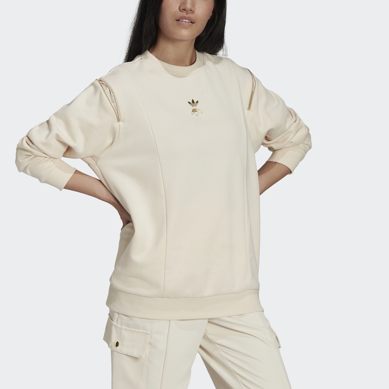 Женская желто-белая толстовка Adidas Originals — фото 3