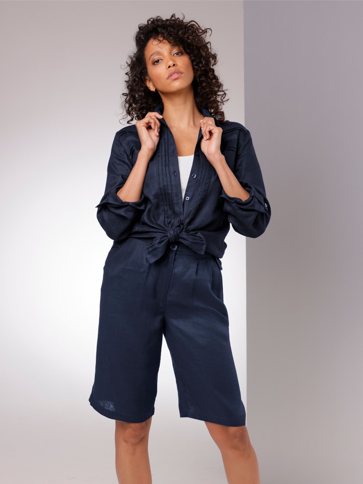 

Creation L Льняная блузка темно-синего цвета