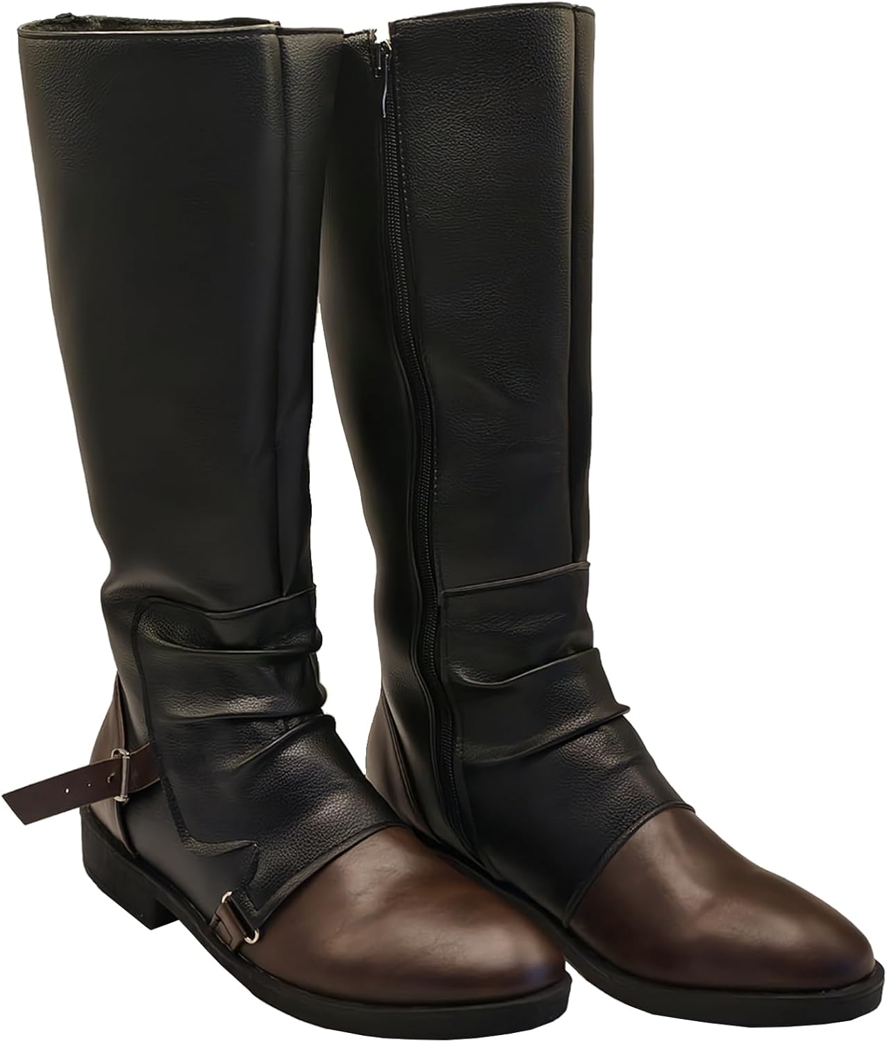 

Мужские сапоги эпохи Возрождения, средневековые пиратские сапоги для Хэллоуина, костюмные готические косплейные туфли из искусственной кожи Junqiako, коричневый