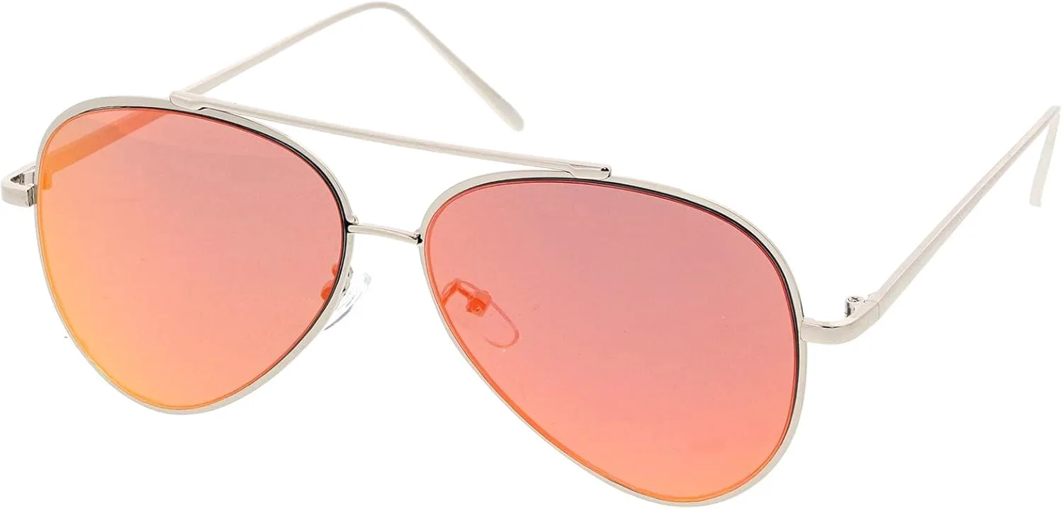 

Женские солнцезащитные очки-авиаторы zeroUV с зеркальными линзами большого размера и плоскими зеркальными линзами, диаметр линз 58 мм, Silver / Red Mirror