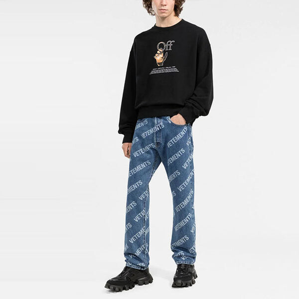 Толстовка men's fw21 logo printing round neck long sleeves loose fit black Off-White, мультиколор — фото 2