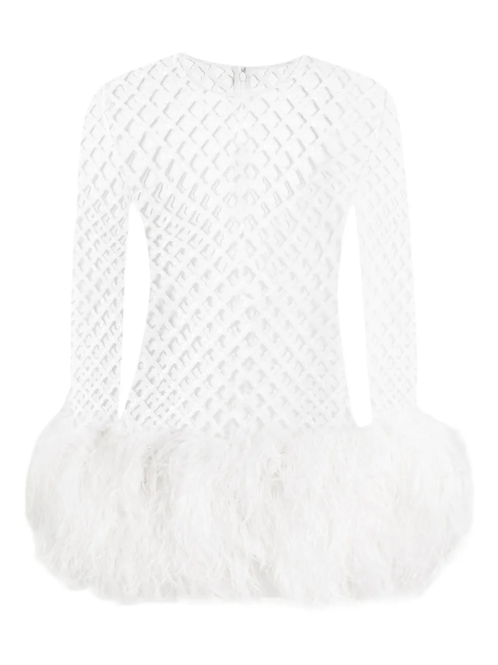 

Сетчатое платье мини с перьями DOLCE & GABBANA, белый