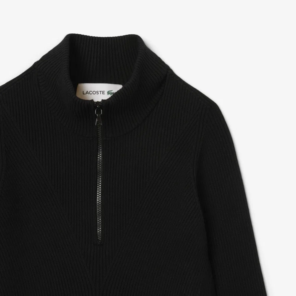 Свитер Lacoste 3D в рубчик с молнией, черный — фото 2