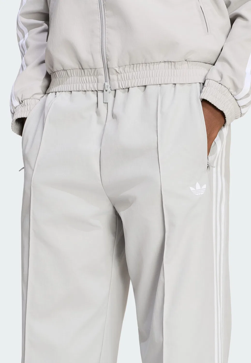 Брюки Adidas Originals с широкими штанинами Firebird светло-серого цвета — фото 4