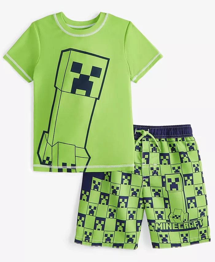 

Детский комплект для плавания: рашгард и плавки Little Boys Minecraft, зеленый