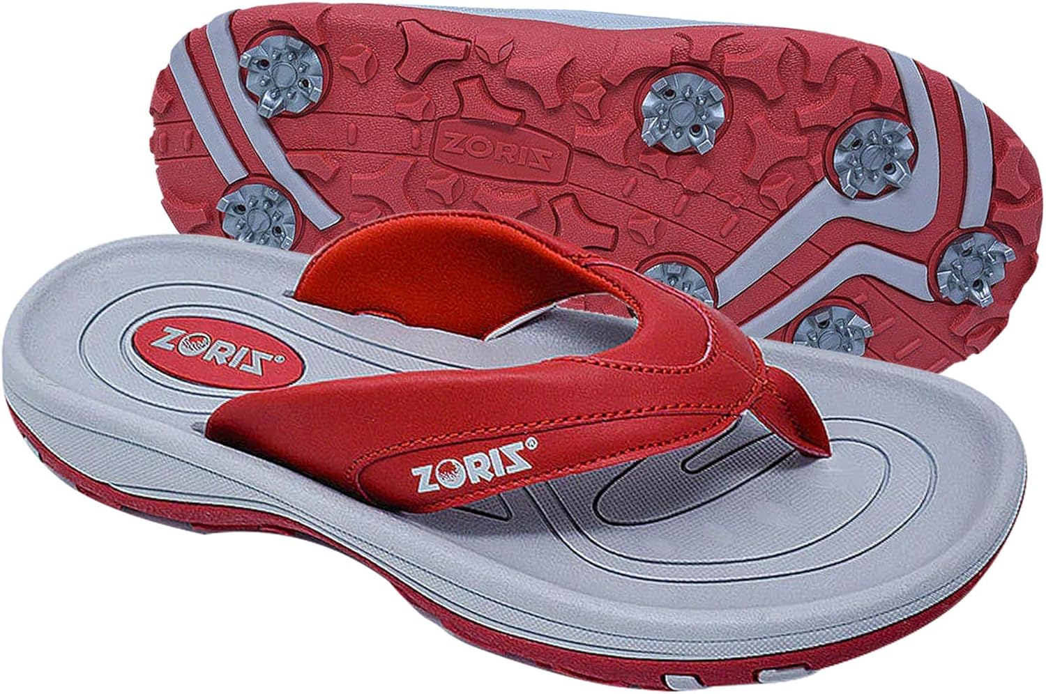 

Гольф-сандалии ZORIZ для женщин и мужчин, гольф-шлепанцы с мягкими съемными шипами, обувь для гольфа с более глубоким углублением для пятки и высокими боковыми стенками для надежного комфорта, красный