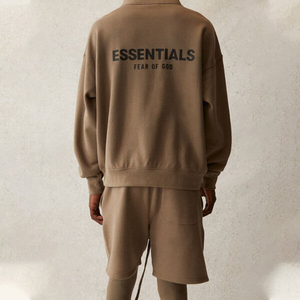 Толстовка Fear of God Essentials SS21 Mockneck Half Zip Taupe, коричневый — фото 4