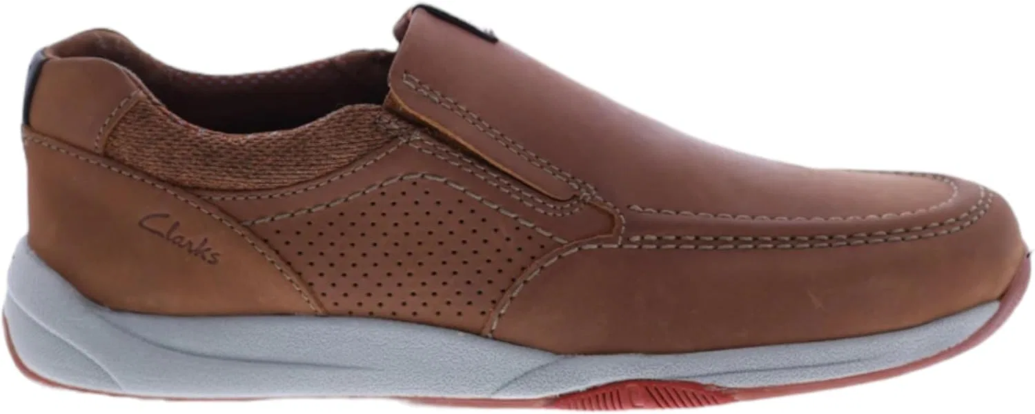 Мужские кожаные туфли Clarks Langton Step, коричневые, из нубука — фото 4
