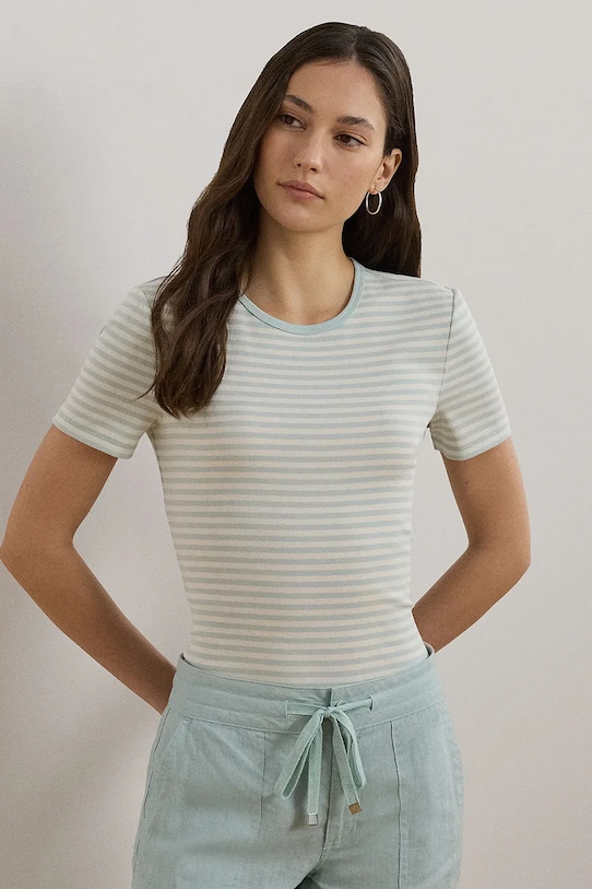 

Хлопковая футболка Lauren Ralph Lauren, синий