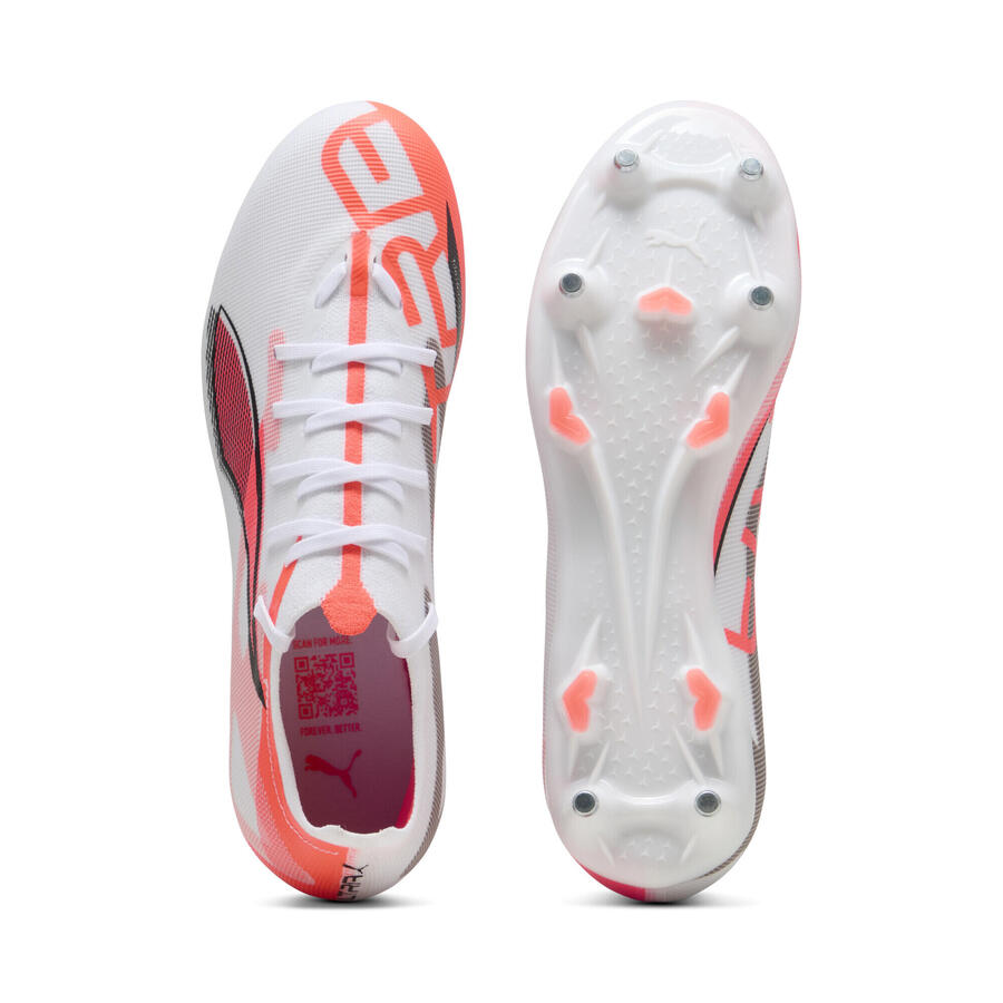 Футбольные бутсы ULTRA 5 MATCH MxSG для взрослых PUMA, цвет: белый, черный, светящийся красный — фото 4