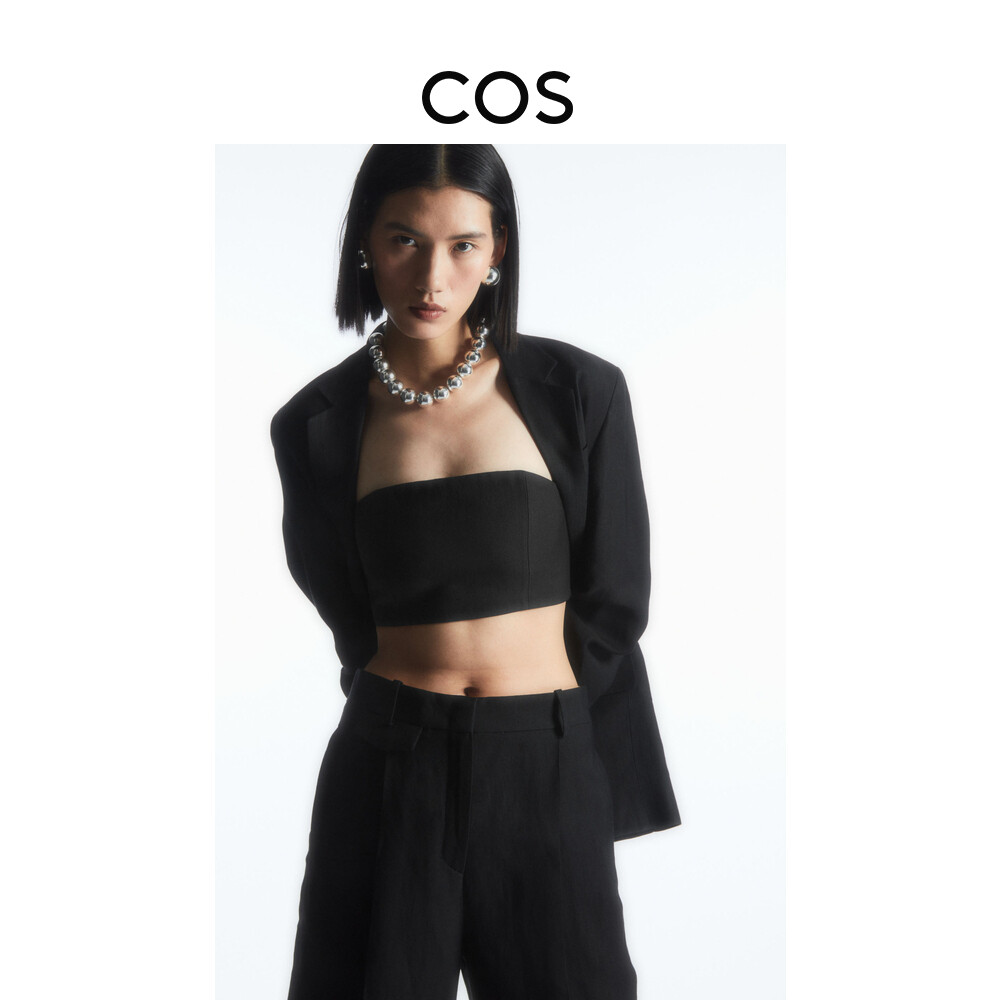 

Топ приталенный Cos со сборками, черный