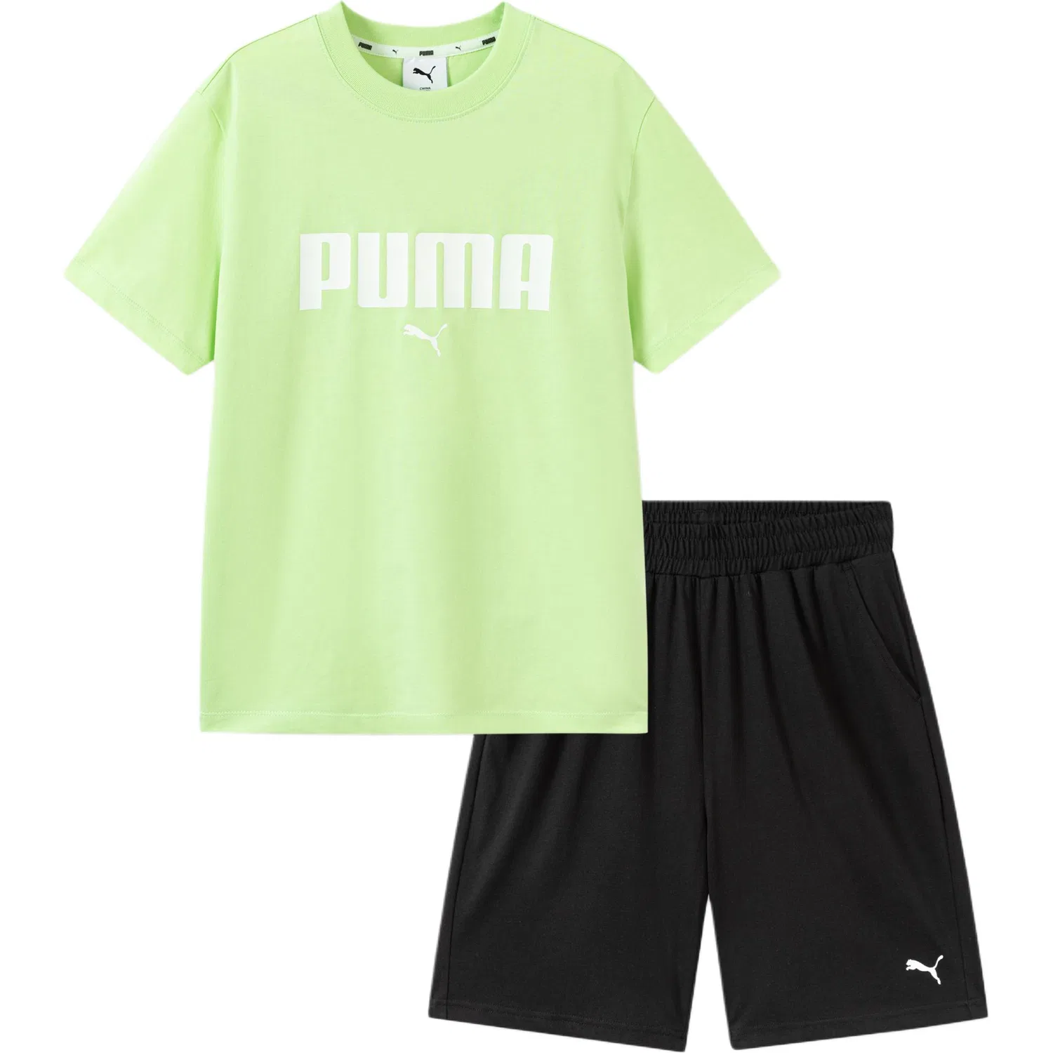 Детский спортивный костюм PUMA Unisex с круглым вырезом, зеленый