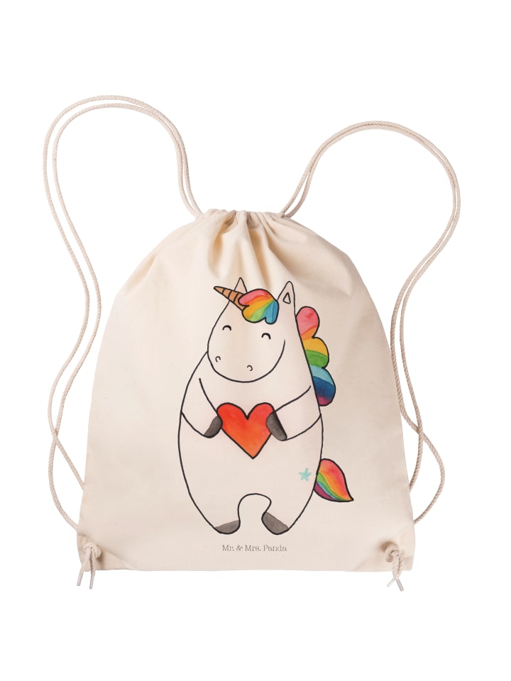 

Mr. & Mrs. Panda Сумка на завязках «Единорог в форме сердца» без надписи, кремового цвета
