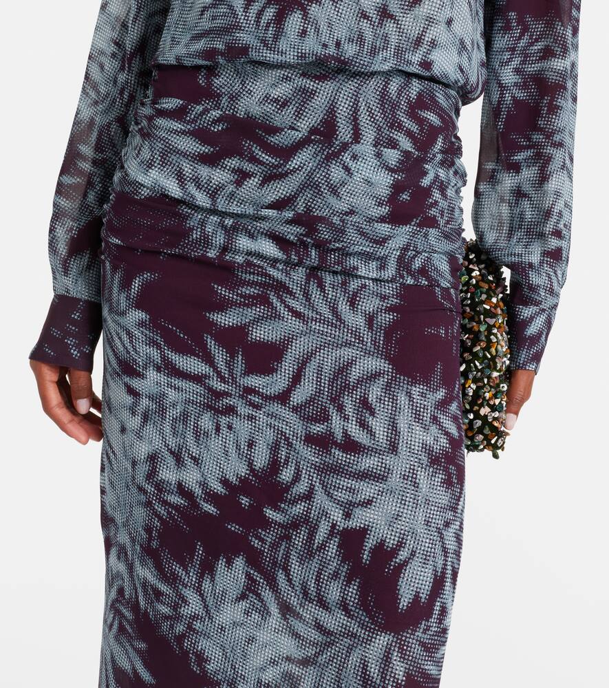 Печатная шифоновая миди-юбка Dries Van Noten, Burgundy — фото 4
