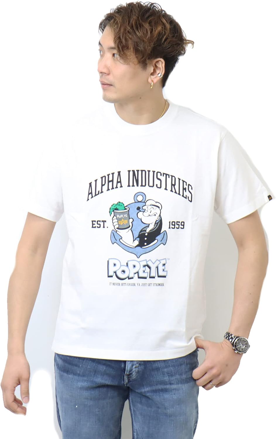 

Мужская футболка с коротким рукавом и принтом Alpha Industries TC1585-1 (ANCHOR), белый