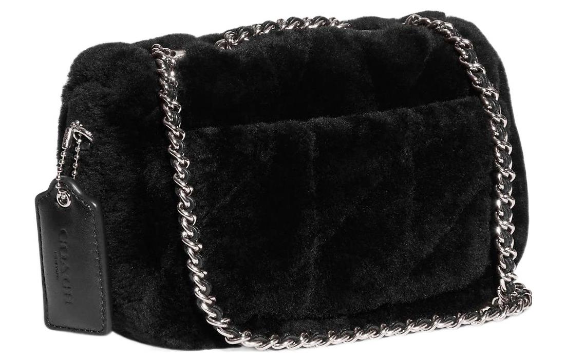 

Сумка через плечо Coach женская черная из гладкой кожи с овчиной