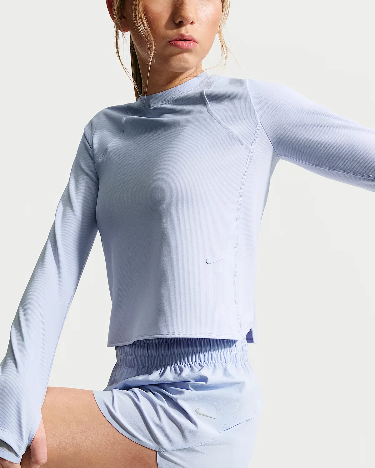 Детская футболка Nike MAVN Dri-FIT Ribbed с длинным рукавом, Ghost/Ghost/Ghost — фото 3