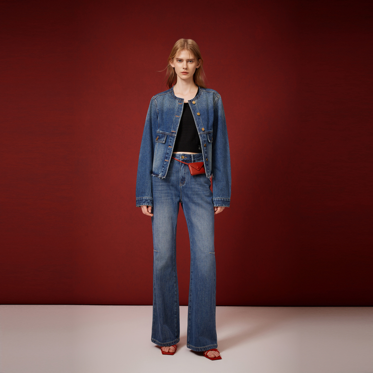 

ELLE Короткое пальто Women's Denim Blue