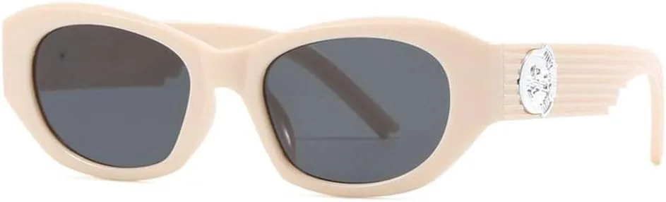 

Стильные модные солнцезащитные очки 2026 года, многоугольная форма, защита UV400, женские солнцезащитные очки, цвет слоновой кости и серый MTZJH, One Color