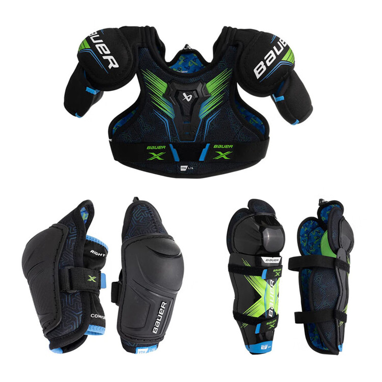 

BAUER Новый S24 X Ice Hockey защитный комплект из 3 предметов для детей, подростков и взрослых: нагрудник, щитки и налокотники, детский размер L