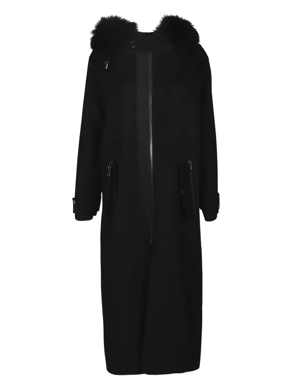 

Пальто с капюшоном и меховой отделкой P.A.R.O.S.H., черный