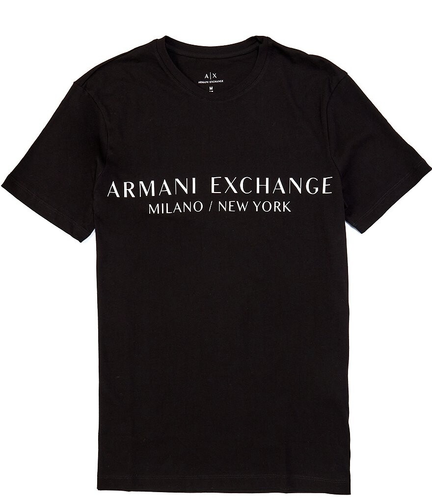 

Футболка с коротким рукавом с логотипом Armani Exchange Slim Fit Milano, черный