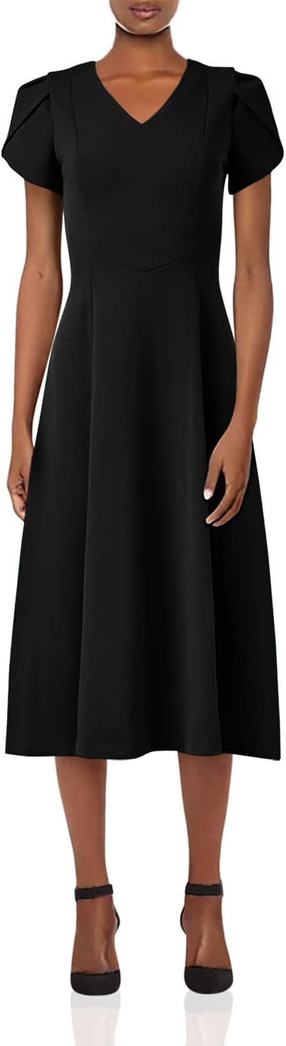 

Женское платье-миди Calvin Klein А-силуэта с рукавами-тюльпанами, Black