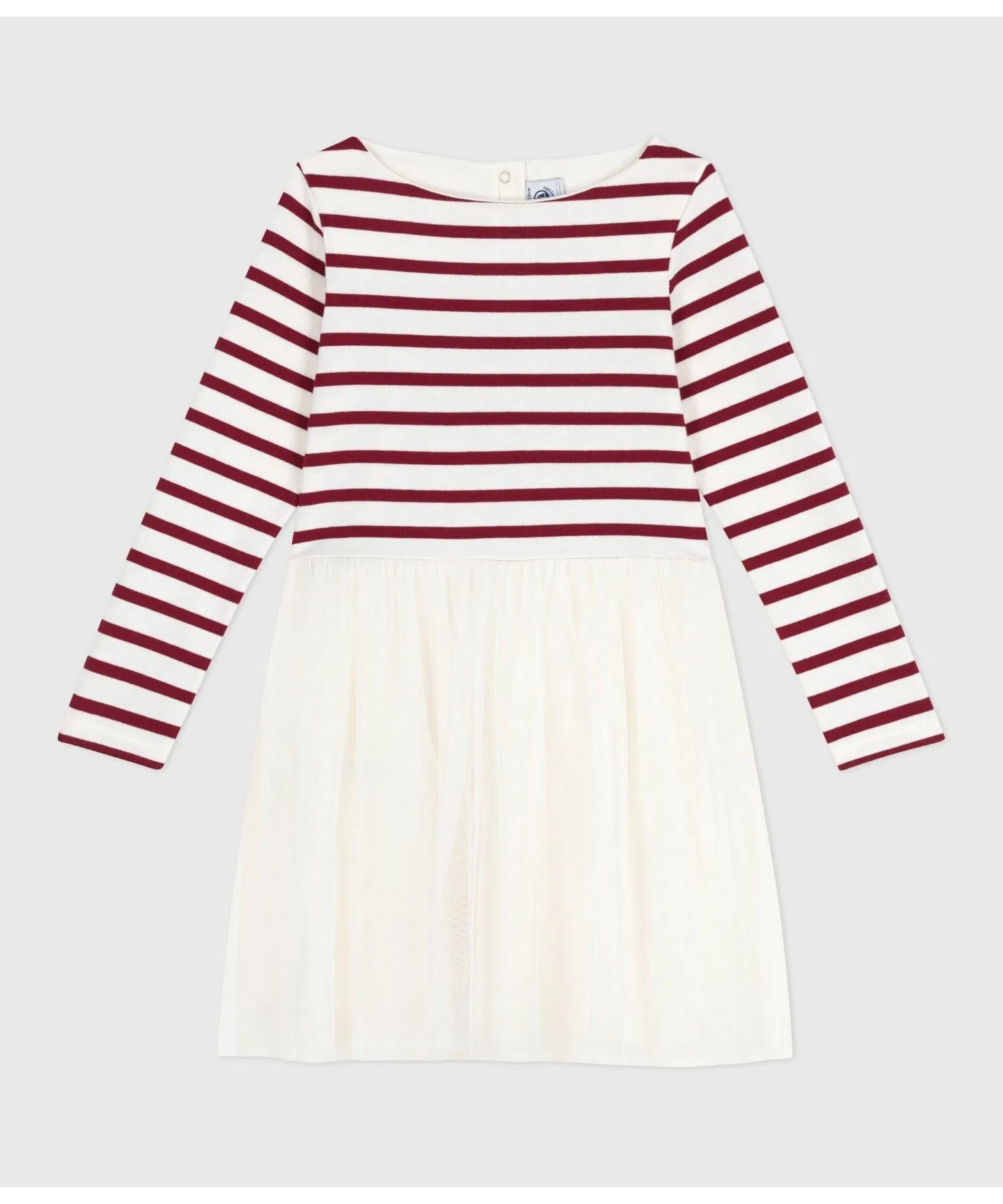 Детское платье с длинным рукавом PETIT BATEAU бело-красное — фото 4