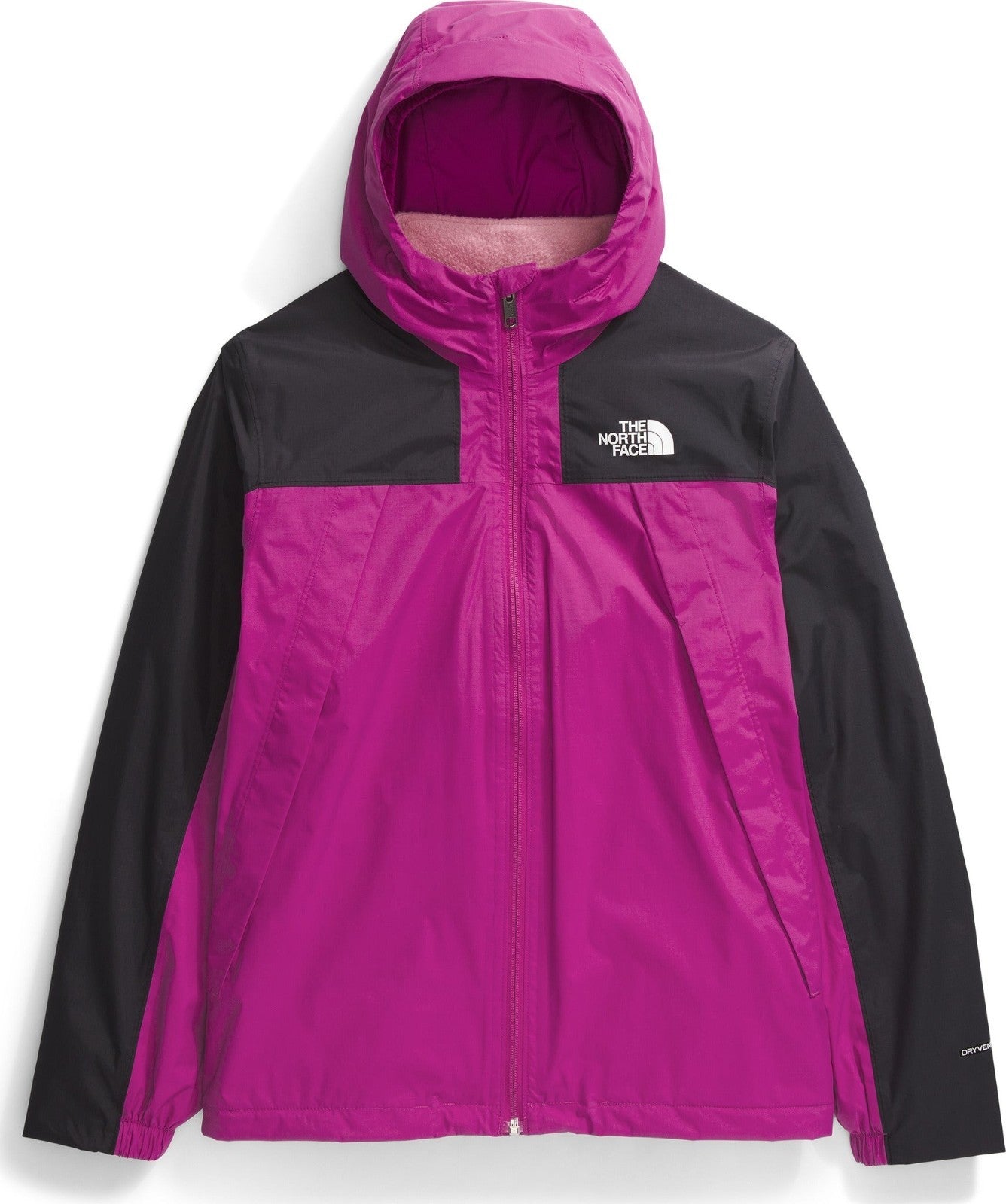 Детская водонепроницаемая куртка The North Face Antora Triclimate, фиолетовая, с капюшоном, модель DDR004 — фото 3