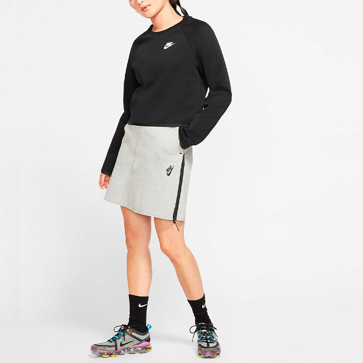 Худи (WMNS) Nike Sportswear Tech Fleece Short Round Neck Pullover Black Hoodie — фото 2