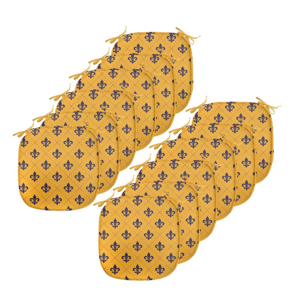 

ABAKUHAUS Fleur De Lis Подушки на обеденный стул, клетчатая ретро, ​​декоративная водонепроницаемая подушка с ремнями для кухонных сидений, 40 см x 40 см — упаковка из 12 шт., календулы пурпурные, фиолетовый