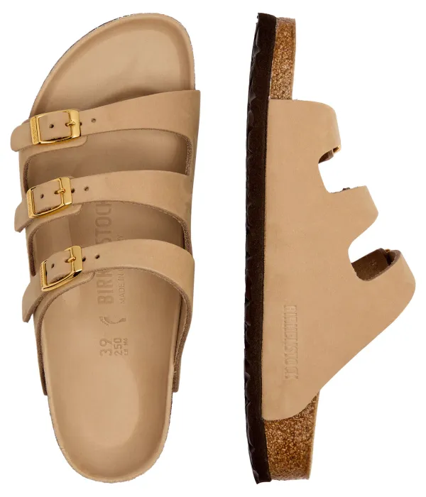 Флоридские кожаные тапочки lenb Birkenstock, бежевый — фото 4