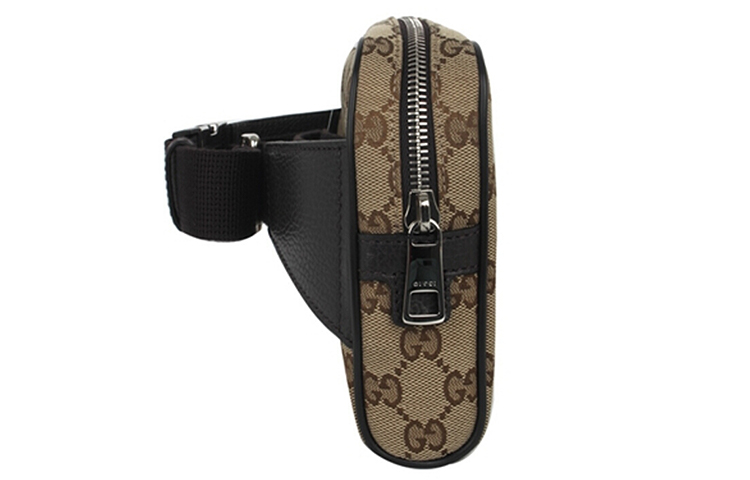 GUCCI Canvas With Leather Sling Bag, Fanny Pack Regular Unisex Ebony/Brown — фото 4
