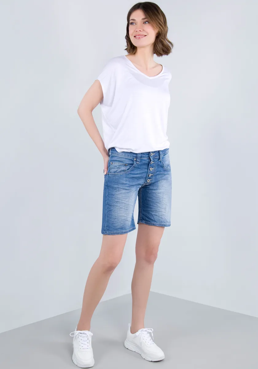 

Джинсовые шорты Please с видимой планкой на пуговицах Please Jeans, синий