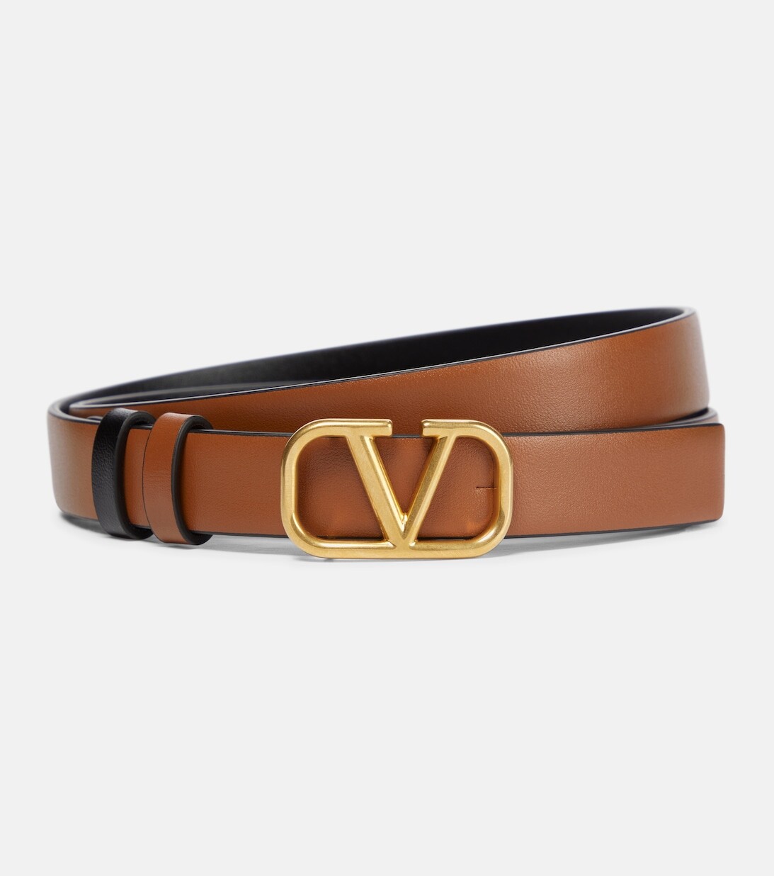 

Двусторонний кожаный ремень с логотипом VLOGO Valentino Garavani, коричневый