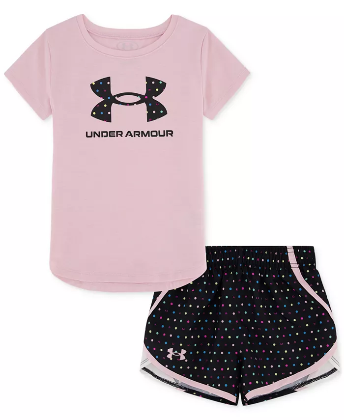 

Футболка и шорты для девочек Toddler & Little Girls, комплект из 2 предметов Under Armour, розовый