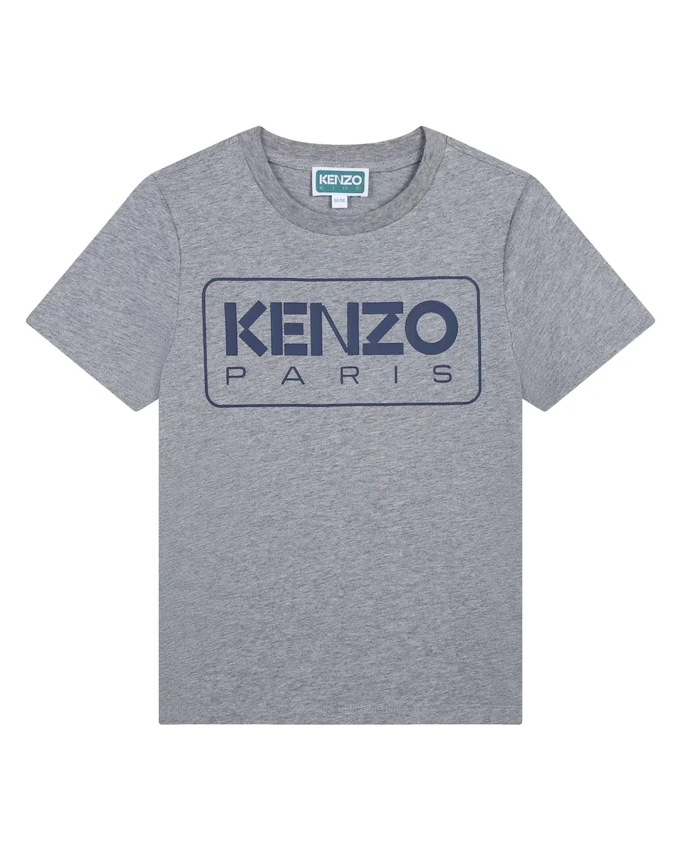 

Футболка с короткими рукавами для мальчика из 100% хлопка Kenzo Kids, светло-серый