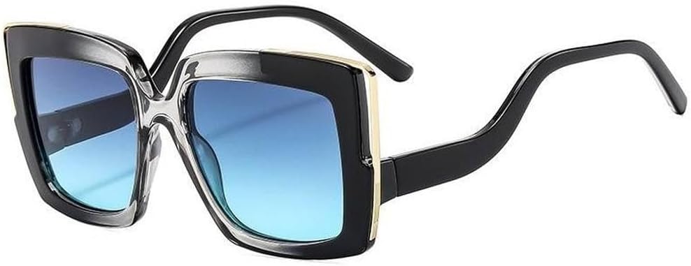 

Ретро-солнцезащитные очки для женщин и мужчин, модные солнцезащитные очки в крупной оправе, уникальные трендовые очки с защитой от УФ-излучения UV400 MTZJH, Black Blue