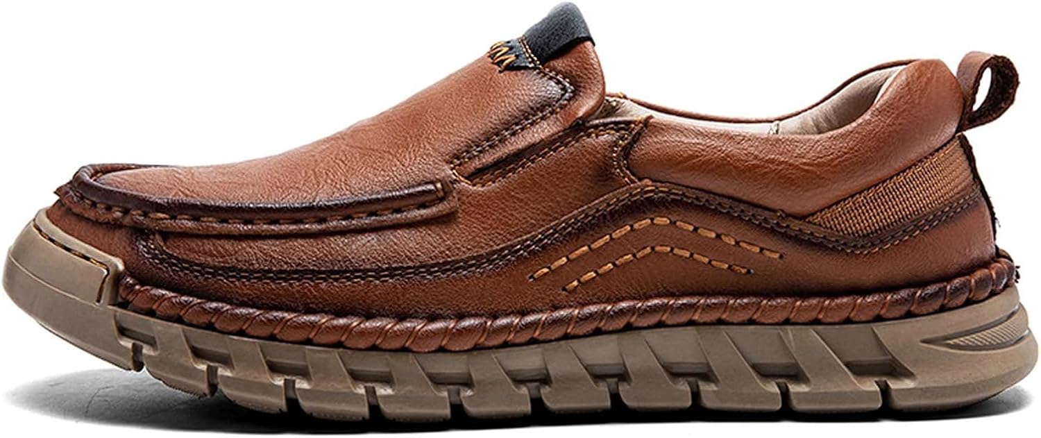 

Мужские лоферы на каждый день, кожаные туфли без шнурков для прогулок, походов и активного отдыха, удобные, дышащие, с противоскользящей подошвой Generic, коричневый