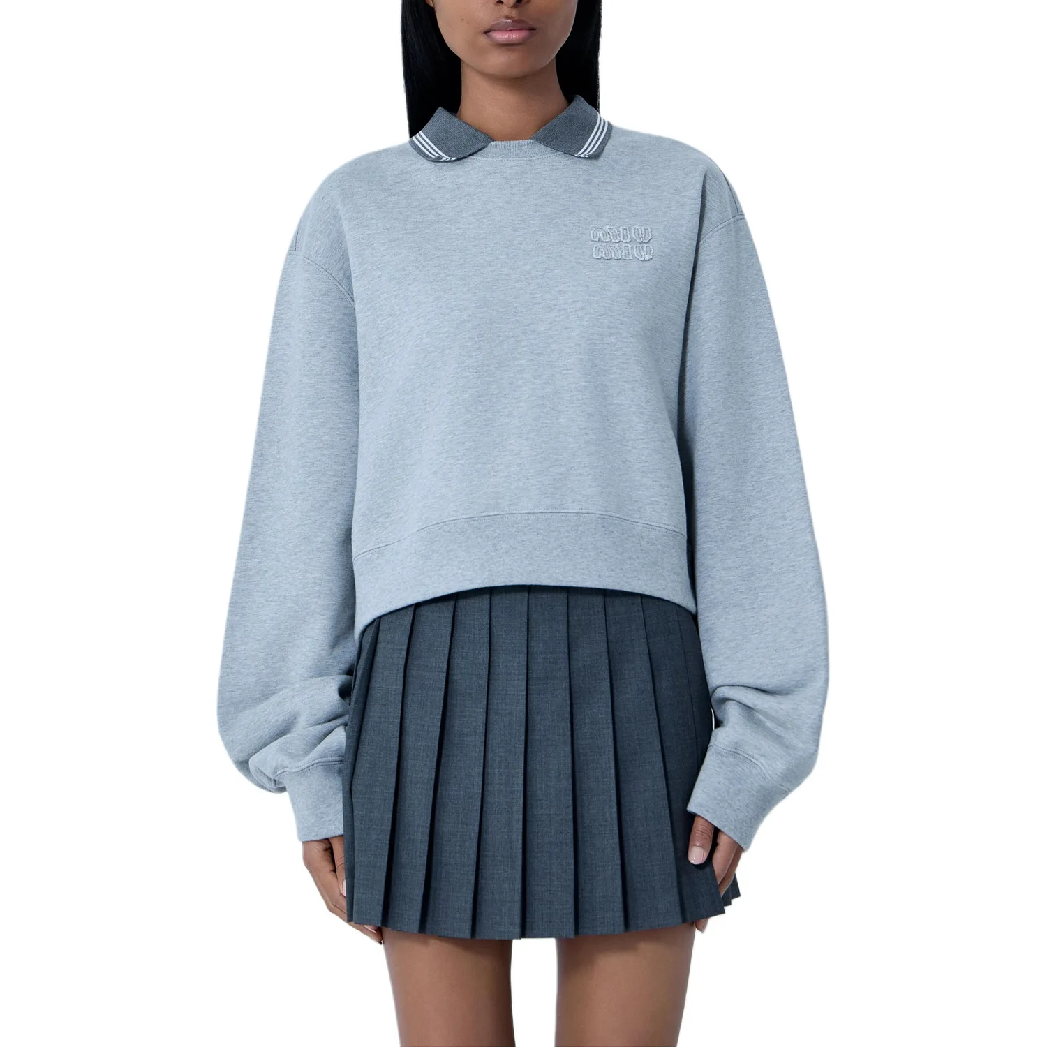 MIU MIU Свитшот Women's Gray Lapel Moderate Others