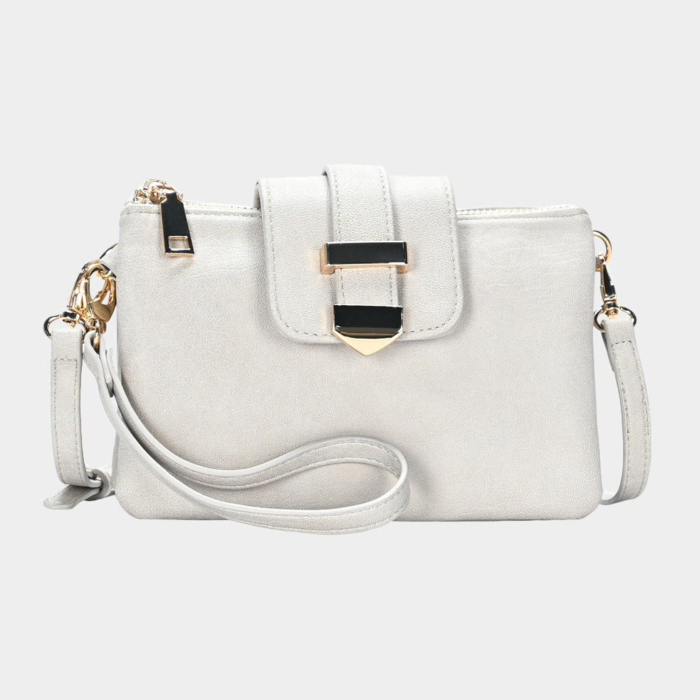 

Сумка-клатч с пряжкой на ремне и острым носком / через плечо FASHNZFAB, белый