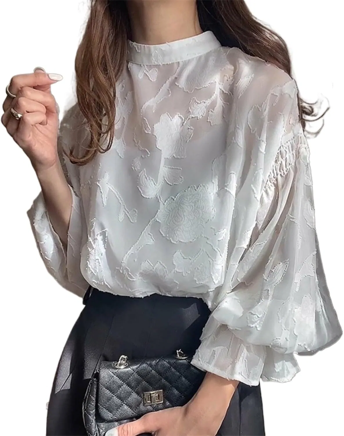 Блуза с цветочным жаккардом Flower Jacquard, белый