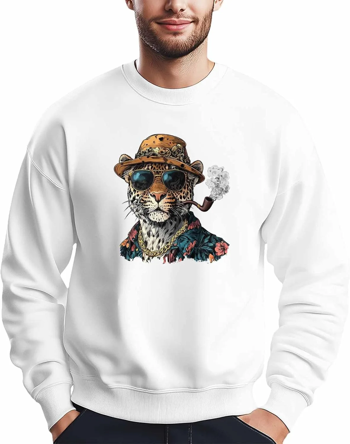 

Мужской свитшот с принтом леопарда, длинный рукав Winvebermior