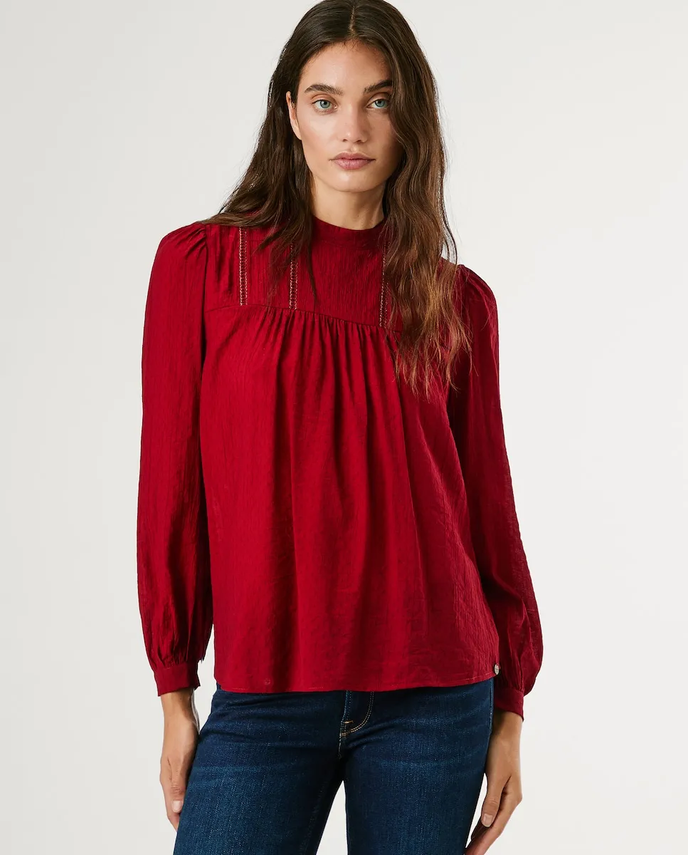 

Женская блузка из ткани добби в горошек Pepe Jeans, красный