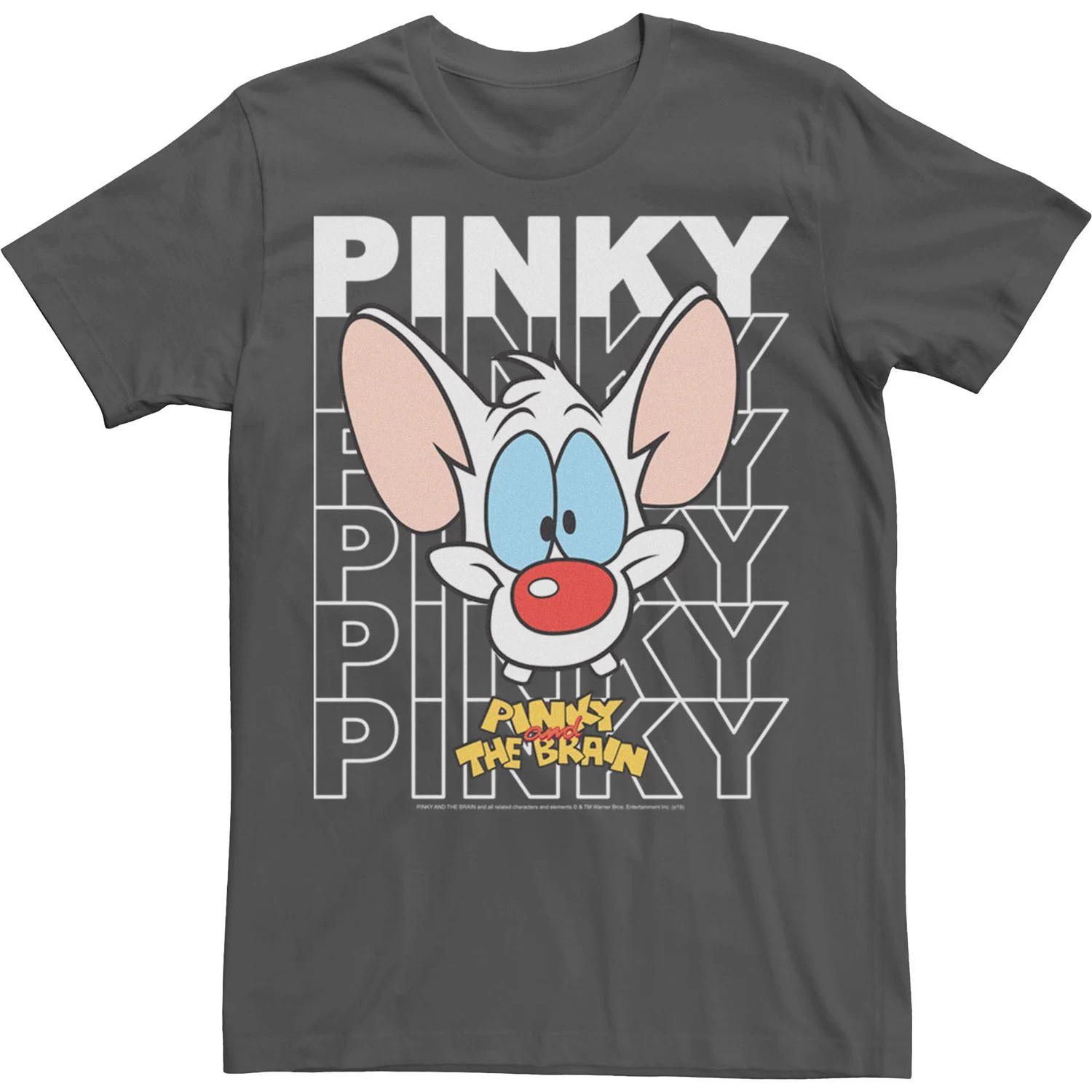 

Мужская футболка Pinky And The Brain Pinky Text Stack с большим лицом Licensed Character