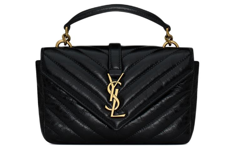 Колледж Кожаная Сумка Через Плечо, Мини Сумка Женская Черная SAINT LAURENT — фото 2
