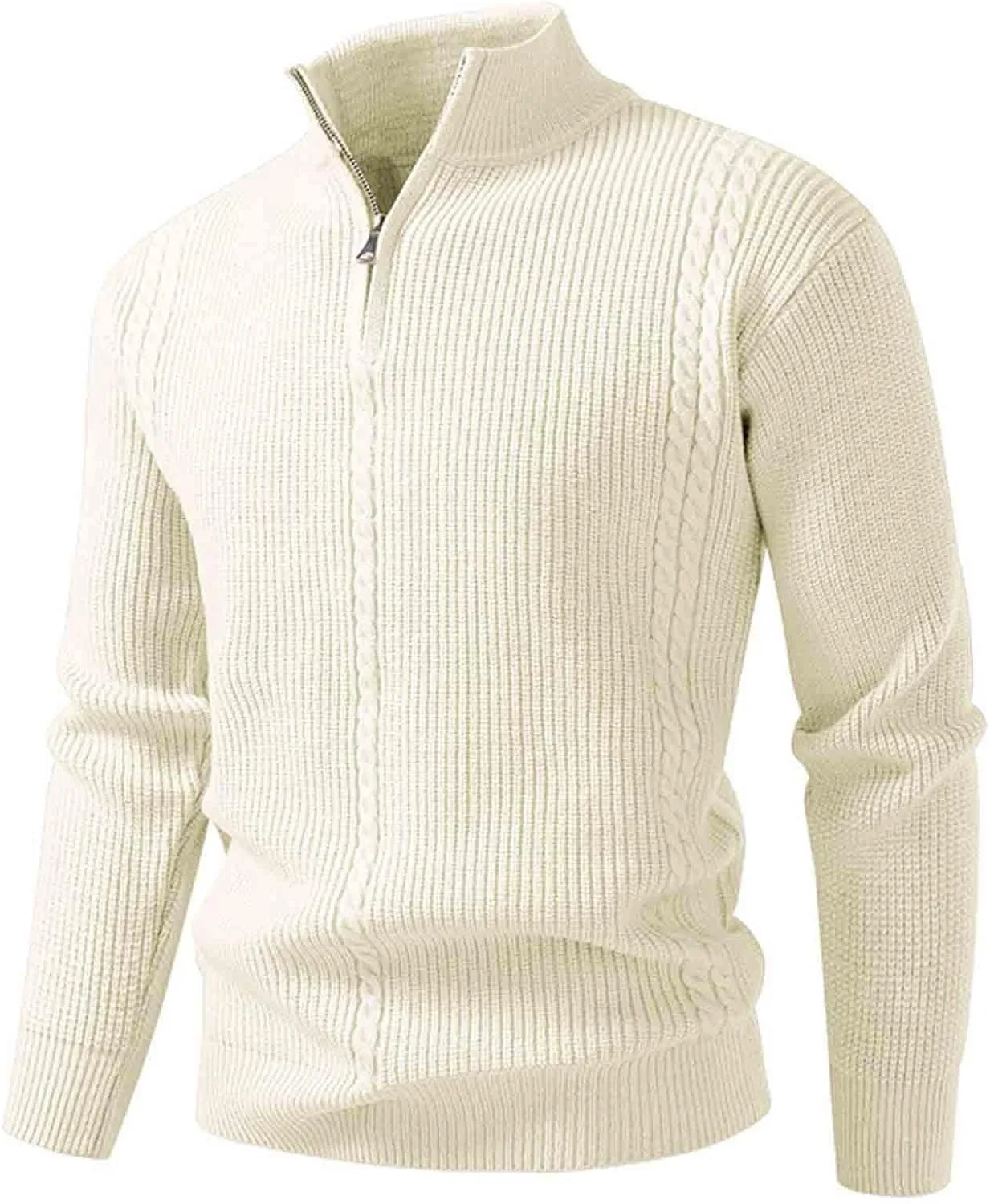 

Мужской пуловер с четвертью молнии Slim Fit, легкий, с длинными рукавами и воротником-стойкой QUNPIU