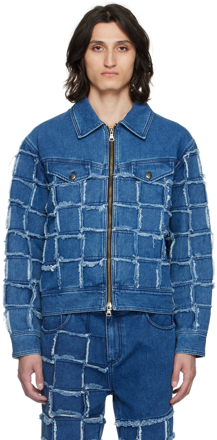 

Синяя новая джинсовая куртка в стиле пэчворк Andersson Bell, Washed blue