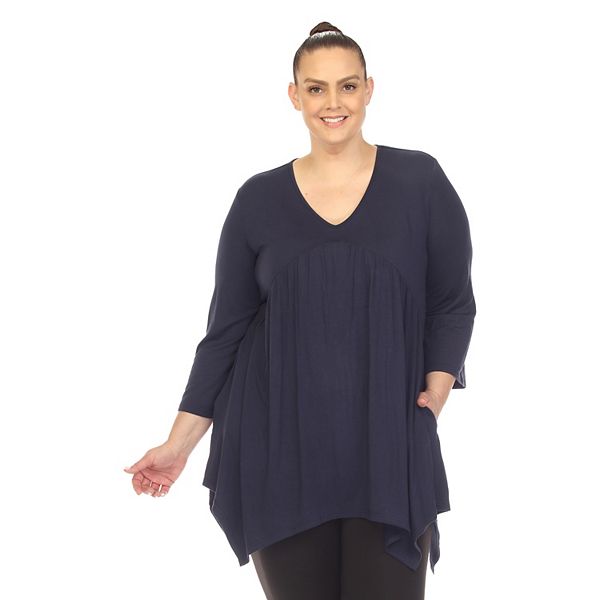 

Женский топик с завышенной талией и V-образным вырезом Plus Size Wm Fashion, Navy